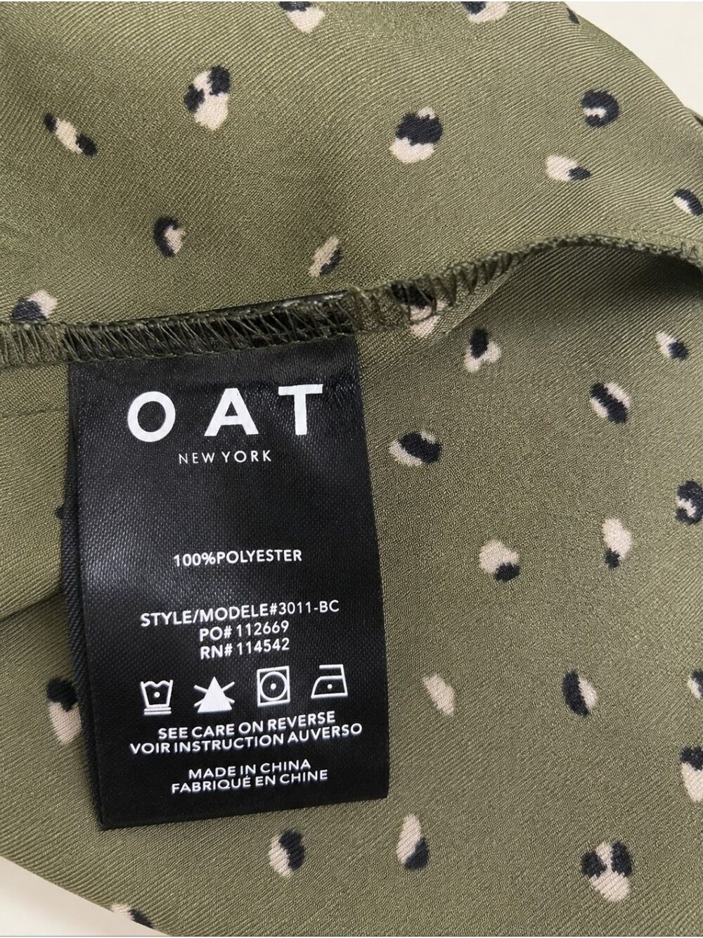 OAT New York Olive Green Faux Wrap Blouse M NWT - Picture 3 of 4